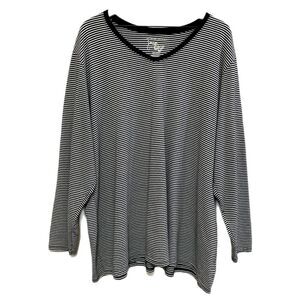 JUST MY SIZE Top Women’s 5X Black White Striped V Neck Long Sleeve Stretch.